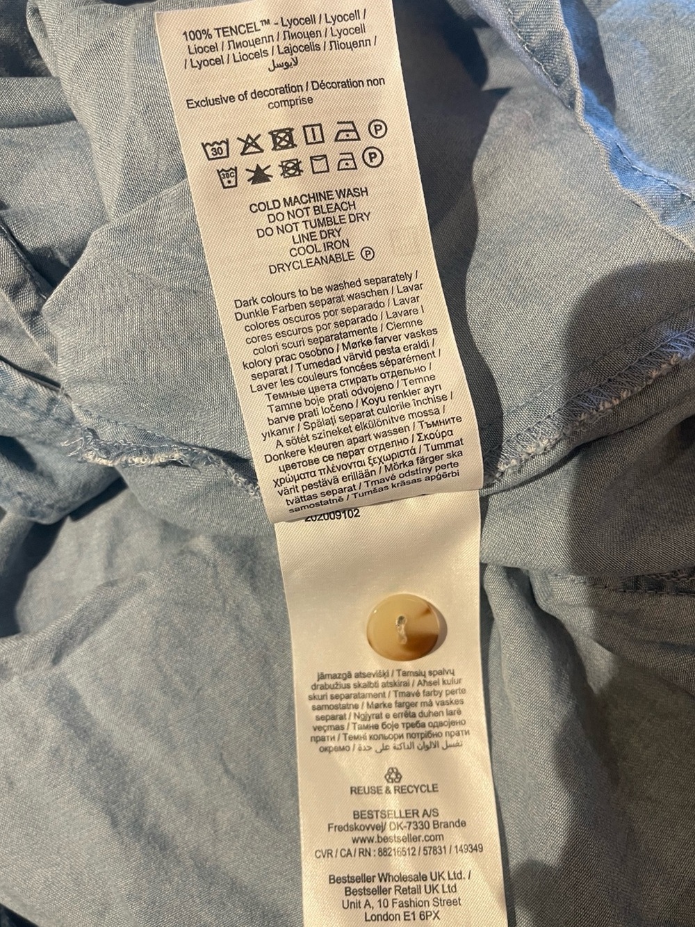 Vero Moda 100% Tencel™ Lyocell Button   Chambray Tie Waist Shirt Dress - Size M - Picture 3 of 4